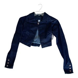Medium Dark Denim Cropped Jean Jacket
